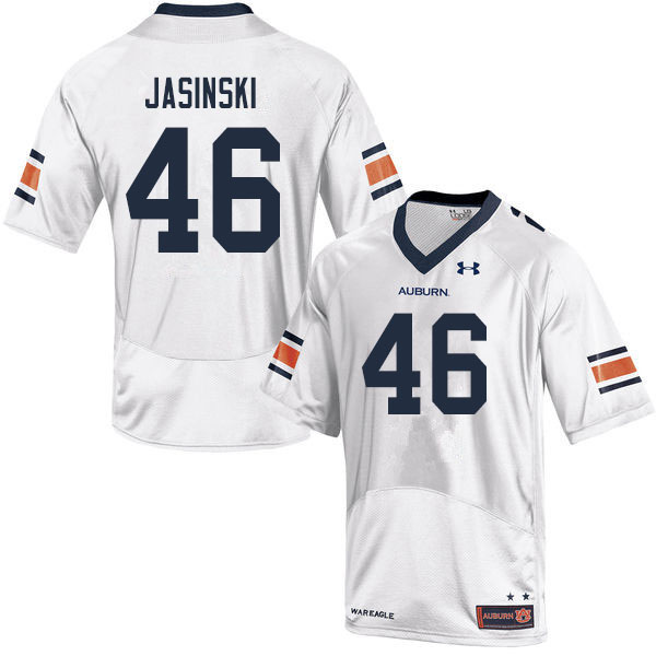 Auburn Tigers Men's Jacob Jasinski #46 White Under Armour Stitched College 2019 NCAA Authentic Football Jersey DWU6374CC